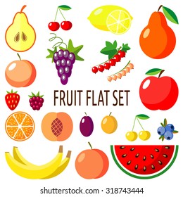 Vector fruit flat icon set