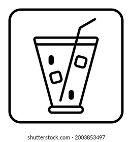 Vector fruit ice drink glass icon on white background in a box