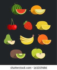 Vector fruit icon set