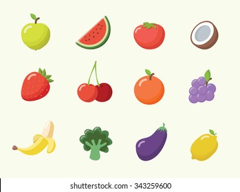 Vector fruit icon set