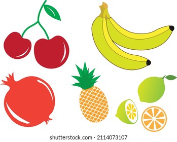 vector fruit icon set color illustration..eps