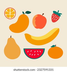 vector fruit illustration design.  fruit icon set for web and more