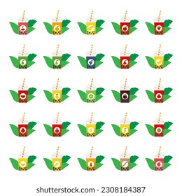 vector fruit juice flat icons illustration