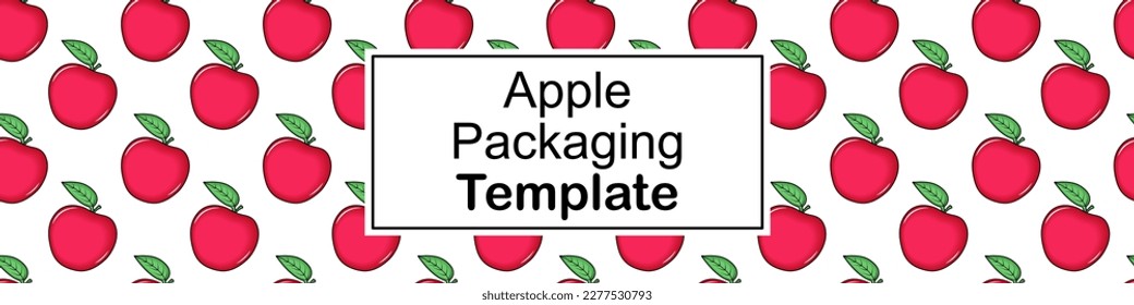 Vector fruit label template. Vegan fruit banner, ripe apple background.red apples pattern seamless. Baby food packaging, juice tag design. Organic jam, confectionery package, cosmetics.