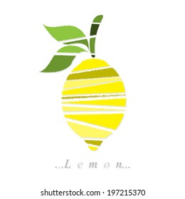 Vector of fruit, lemon icon on isolated white background