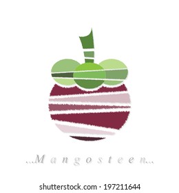 Vector of fruit, mangosteen icon on isolated white background