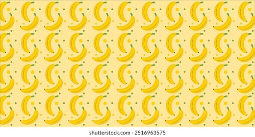 Vector Fruit pattern with banana on a yellow background