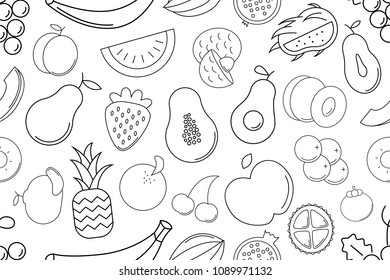 Vector fruit pattern. Fruit seamless background