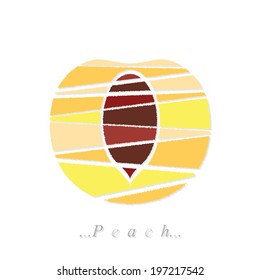 Vector of fruit, peach icon on isolated white background