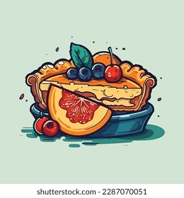 Vector of fruit pies isolated on a white background