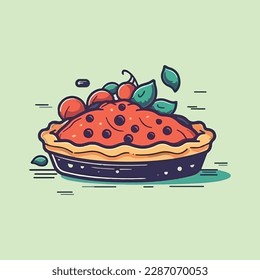 Vector of fruit pies isolated on a white background