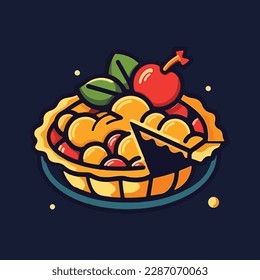 Vector of fruit pies isolated on a white background