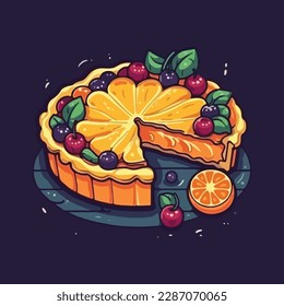 Vector de pasteles de fruta aislados en un fondo blanco