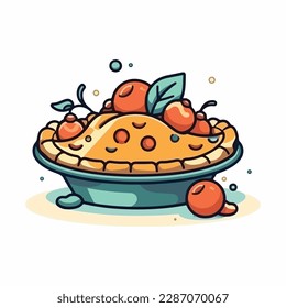 Vector de pasteles de fruta aislados en un fondo blanco
