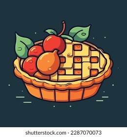 Vector of fruit pies isolated on a white background