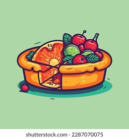 Vector de pasteles de fruta aislados en un fondo blanco