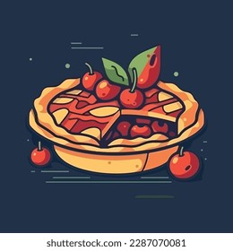 Vector of fruit pies isolated on a white background