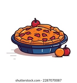 Vector of fruit pies isolated on a white background