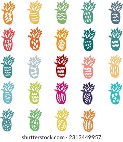 vector, fruit, pineapple, design, tropical, sweet, food, illustration, organic, summer, fresh,