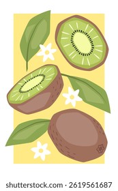 Cartaz de fruta vetorial com kiwi