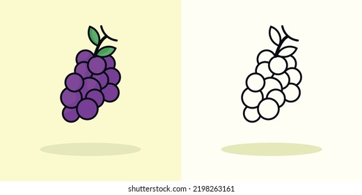 fruto vectorial. ilustración de la página de dibujos animados de uva morada