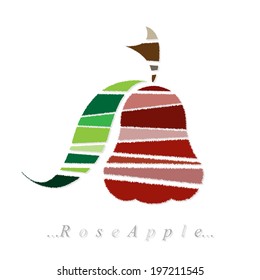 Vector of fruit, rose apple icon on isolated white background