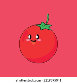 Vector de series de frutas, vector de frutas tiernas de tomate. Ideal para aprender tanto para niños como para íconos.