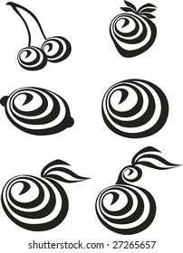 Vector. Fruit set black