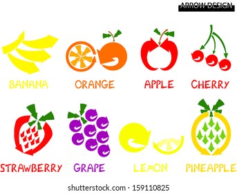 Vector Fruit Set by arrow.