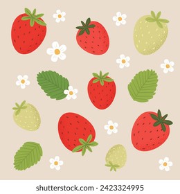 Vector fruit strawberry elements Set