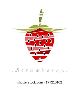 Vector of fruit, strawberry icon on isolated white background