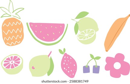 VECTOR FRUIT SUMMER COLORS DRAW