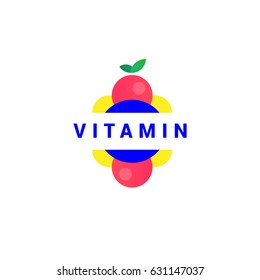 Vector Fruit Symbol. Abstract Logo of vitamins, a useful product, berries and fruits