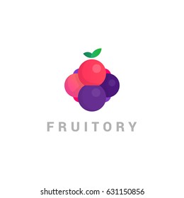 Vector Fruit Symbol. Abstract Logo of vitamins, a useful product, berries and fruits