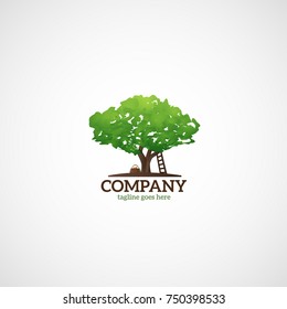Vector Fruit Tree, basket and wooden ladder