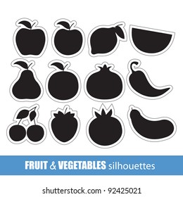 Vector fruit and vegetables silhouettes clip-art