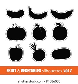 Vector fruit and vegetables silhouettes clip-art