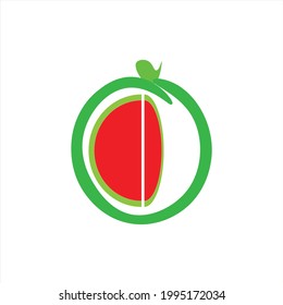 Vektorfrucht-Wassermelonen-Haut weiß Inspiration in der Mitte geschnitten