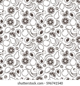 Vector fruits background. Food pattern.