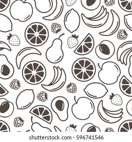 Vector fruits background. Food pattern.