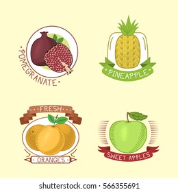 Vector fruits badges.
