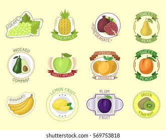 Vector fruits badges.