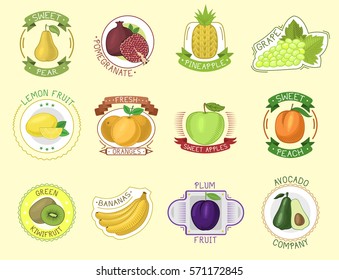 Vector fruits badges.