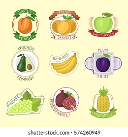 Vector fruits badges.