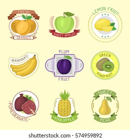 Vector fruits badges.