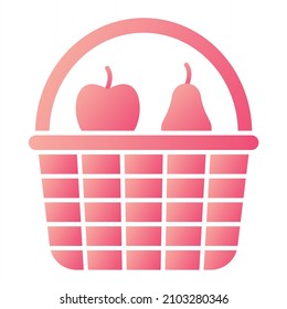 Vector Fruits Basket Glyph Gradient Icon Design

