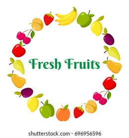 Vector fruits and berrie in a ring