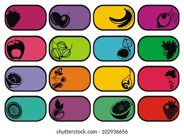 vector fruits and berries vector labels set