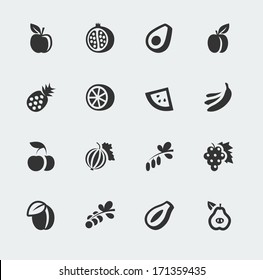 Vector fruits and berries mini icons set