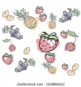 Vector fruits and berries in a minimalist style